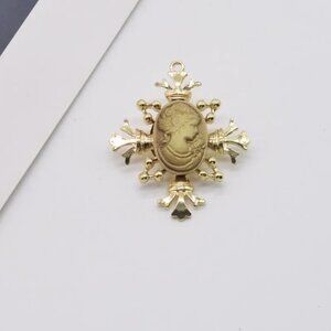 Baroque Victorian Gold & Ivory Cameo Bridgerton-Style Brooch Retro Pin NEW